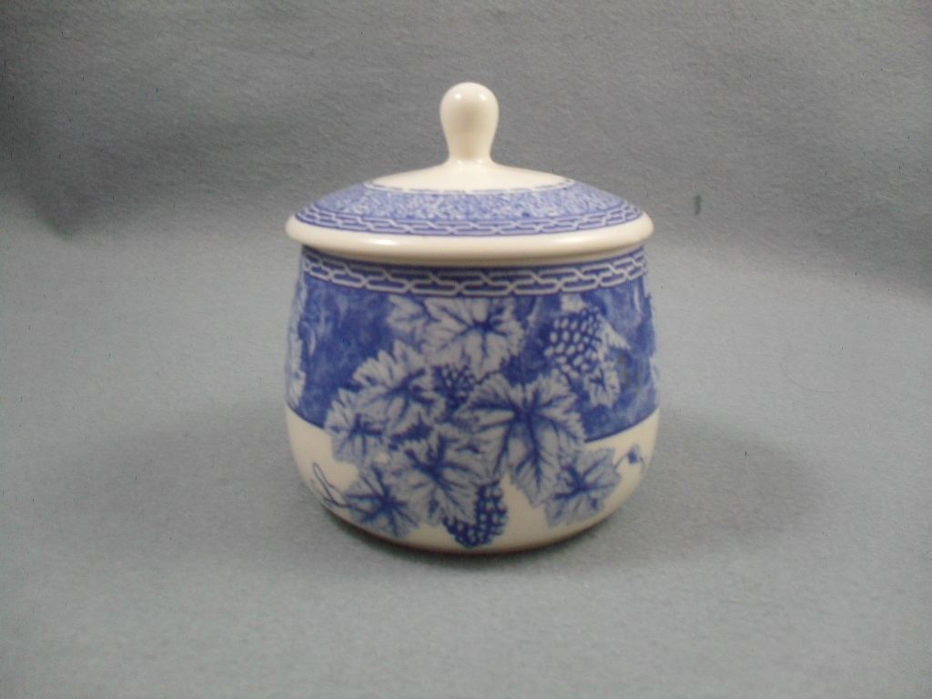 Vintage Blue Covered Sugar Bowl