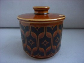 Heirloom Brown Covered Sugar / Preserve Pot