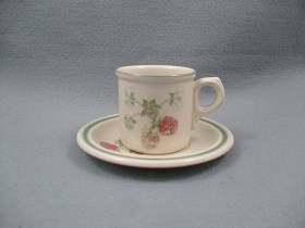 Raspberry Cane Coffee Cup & Saucer