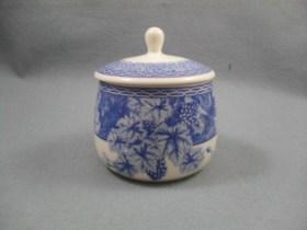 Vintage Blue Covered Sugar Bowl
